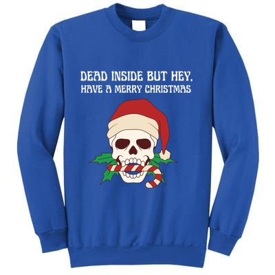 Funny Sarcastic Dead Inside But Merry Christmas Skull Santa Gift Sweatshirt