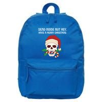 Funny Sarcastic Dead Inside But Merry Christmas Skull Santa Gift 16 in Basic Backpack