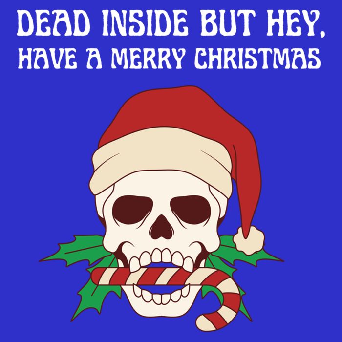 Funny Sarcastic Dead Inside But Merry Christmas Skull Santa Gift 16 in Basic Backpack