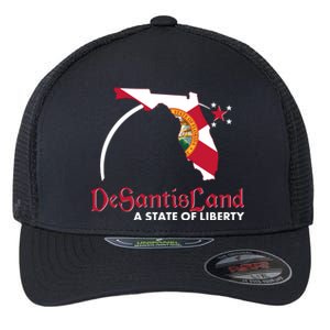 Florida State DeSantisLand A State Of Liberty Flexfit Unipanel Trucker Cap