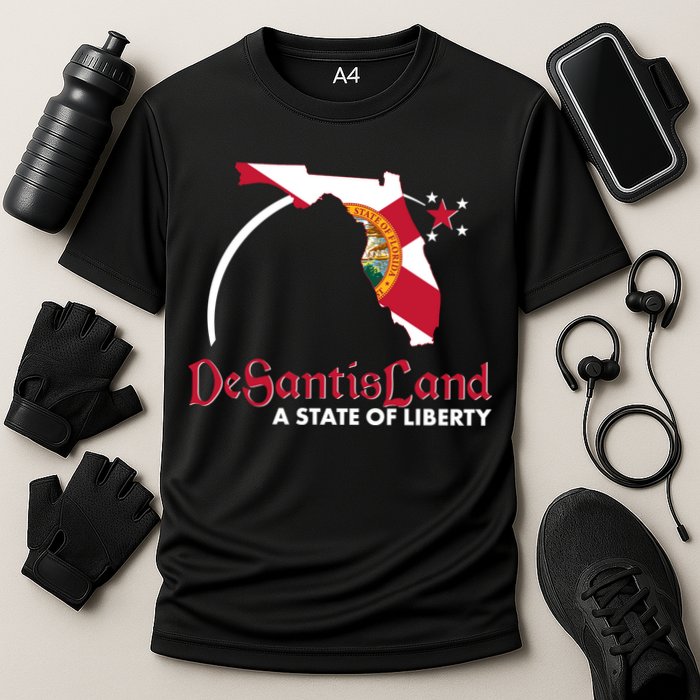 Florida State DeSantisLand A State Of Liberty Cooling Performance Crew T-Shirt