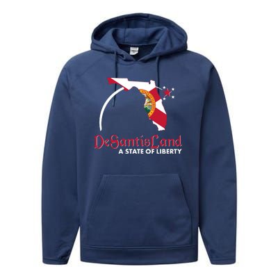 Florida State DeSantisLand A State Of Liberty Performance Fleece Hoodie