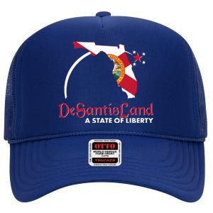 Florida State DeSantisLand A State Of Liberty High Crown Mesh Back Trucker Hat