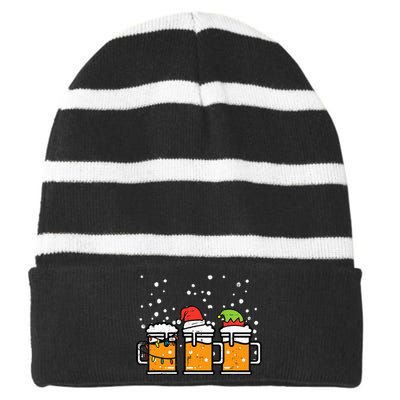 Festive Santa Elf Humor for the Winter Season Perfect Gift for Dad Striped Beanie with Solid Band