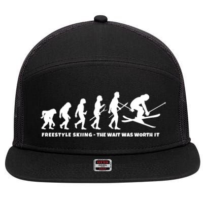 Freestyle Skier Evolution Of Freestyle Skiing Gift 7 Panel Mesh Trucker Snapback Hat