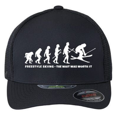 Freestyle Skier Evolution Of Freestyle Skiing Gift Flexfit Unipanel Trucker Cap