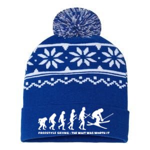 Freestyle Skier Evolution Of Freestyle Skiing Gift USA-Made Snowflake Beanie