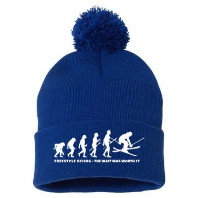 Freestyle Skier Evolution Of Freestyle Skiing Gift Pom Pom 12in Knit Beanie