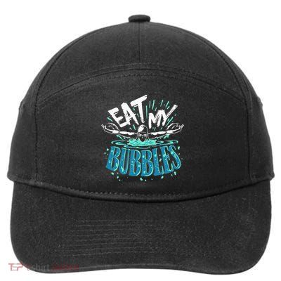Funny Swimming Eat My Bubbles Swim Swimmer 7-Panel Snapback Hat