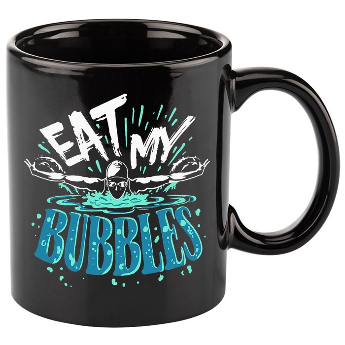 Funny Swimming Eat My Bubbles Swim Swimmer 11oz C Handle Ceramic Mug