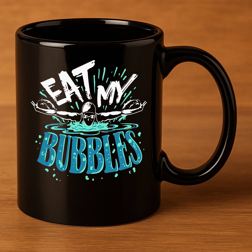 Funny Swimming Eat My Bubbles Swim Swimmer 11oz C Handle Ceramic Mug