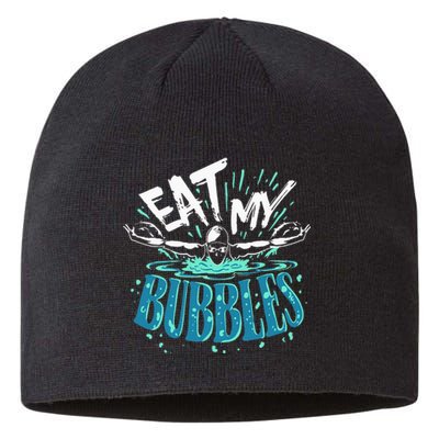 Funny Swimming Eat My Bubbles Swim Swimmer Sustainable Beanie