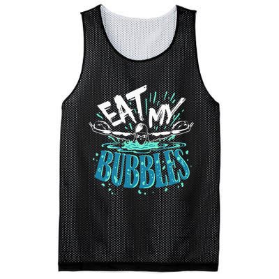 Funny Swimming Eat My Bubbles Swim Swimmer Mesh Reversible Basketball Jersey Tank
