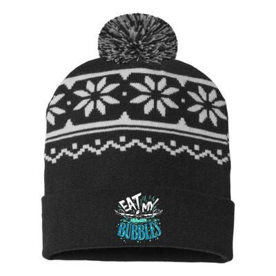 Funny Swimming Eat My Bubbles Swim Swimmer USA-Made Snowflake Beanie