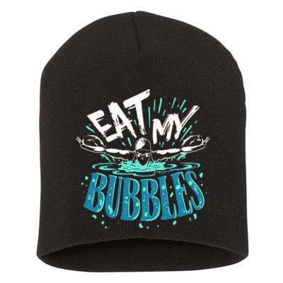 Funny Swimming Eat My Bubbles Swim Swimmer Short Acrylic Beanie