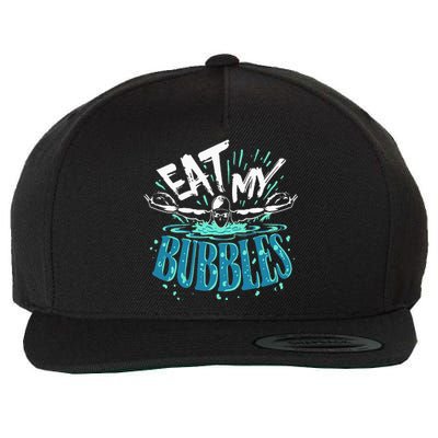 Funny Swimming Eat My Bubbles Swim Swimmer Wool Snapback Cap