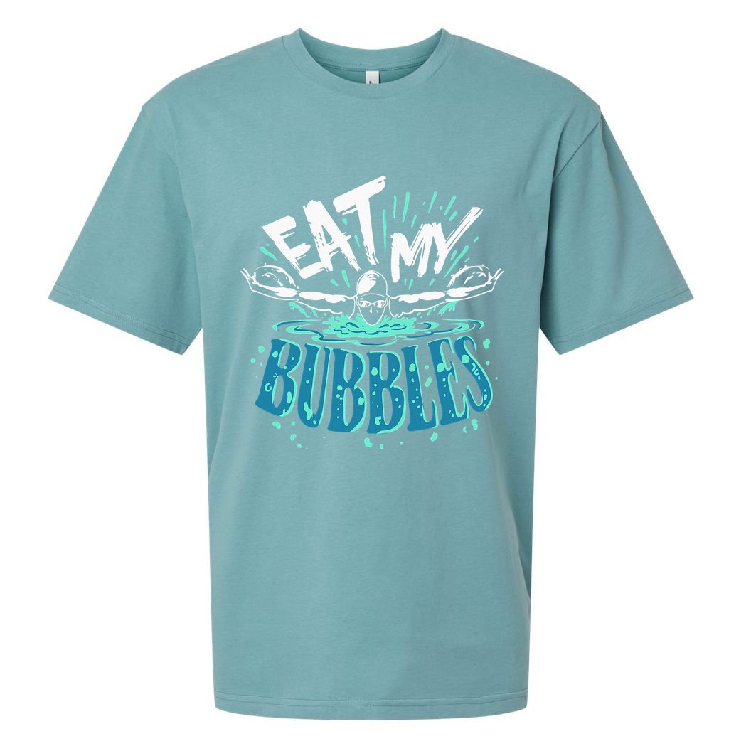 Funny Swimming Eat My Bubbles Swim Swimmer Sueded Cloud Jersey T-Shirt