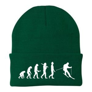 Funny Skiing Evolution Gift For Skiers Knit Cap Winter Beanie