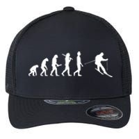 Funny Skiing Evolution Gift For Skiers Flexfit Unipanel Trucker Cap