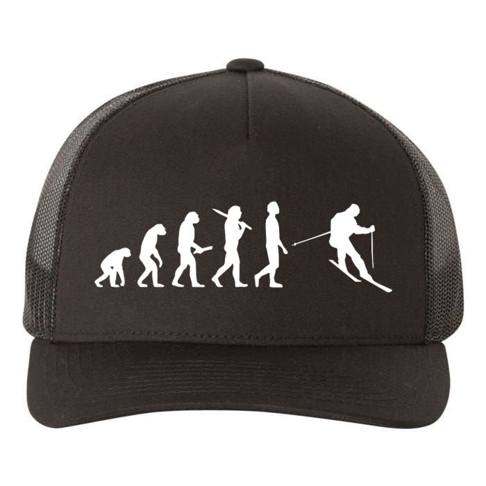 Funny Skiing Evolution Gift For Skiers Yupoong Adult 5-Panel Trucker Hat