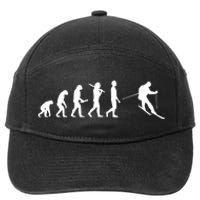 Funny Skiing Evolution Gift For Skiers 7-Panel Snapback Hat