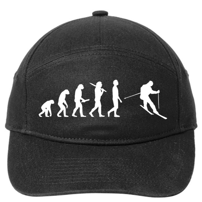 Funny Skiing Evolution Gift For Skiers 7-Panel Snapback Hat