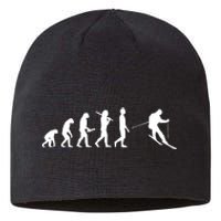 Funny Skiing Evolution Gift For Skiers Sustainable Beanie