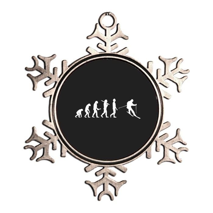 Funny Skiing Evolution Gift For Skiers Metallic Star Ornament