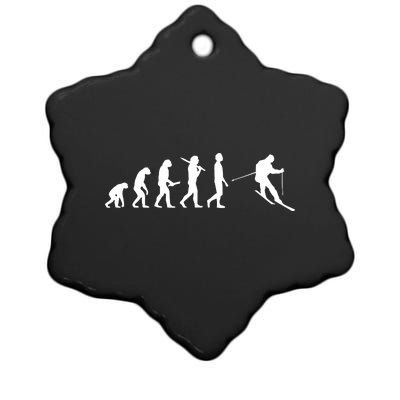 Funny Skiing Evolution Gift For Skiers Ceramic Star Ornament