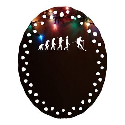 Funny Skiing Evolution Gift For Skiers Ceramic Oval Ornament