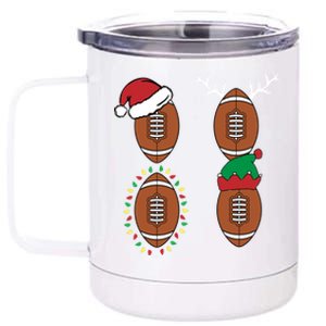 Football Santa Elf Reindeer Christmas Pajama Cool Sport Xmas Cool Gift 12 oz Stainless Steel Tumbler Cup