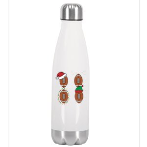 Football Santa Elf Reindeer Christmas Pajama Cool Sport Xmas Cool Gift Stainless Steel Insulated Water Bottle