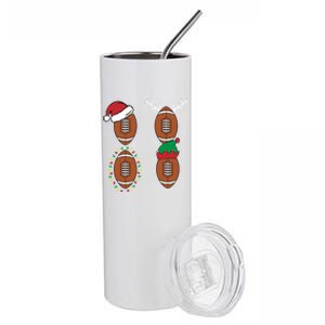 Football Santa Elf Reindeer Christmas Pajama Cool Sport Xmas Cool Gift Stainless Steel Tumbler