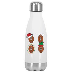 Football Santa Elf Reindeer Christmas Pajama Cool Sport Xmas Cool Gift Stainless Steel Insulated Water Bottle