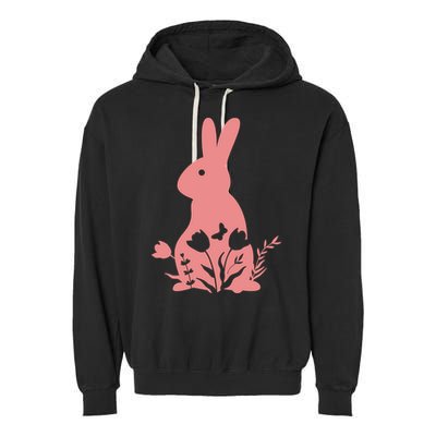 Floral Spring Easter Bunny Garment-Dyed Fleece Hoodie