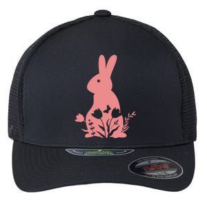 Floral Spring Easter Bunny Flexfit Unipanel Trucker Cap