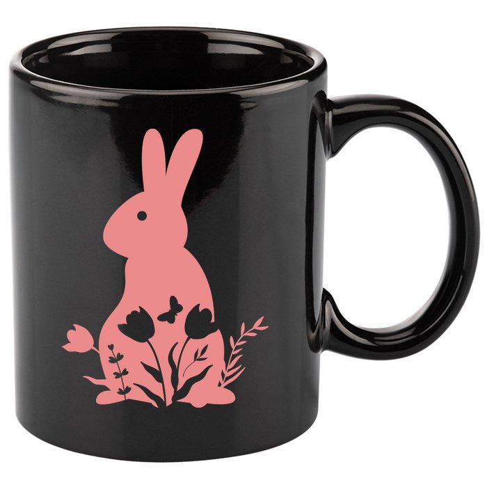 Floral Spring Easter Bunny 11oz C Handle Ceramic Mug