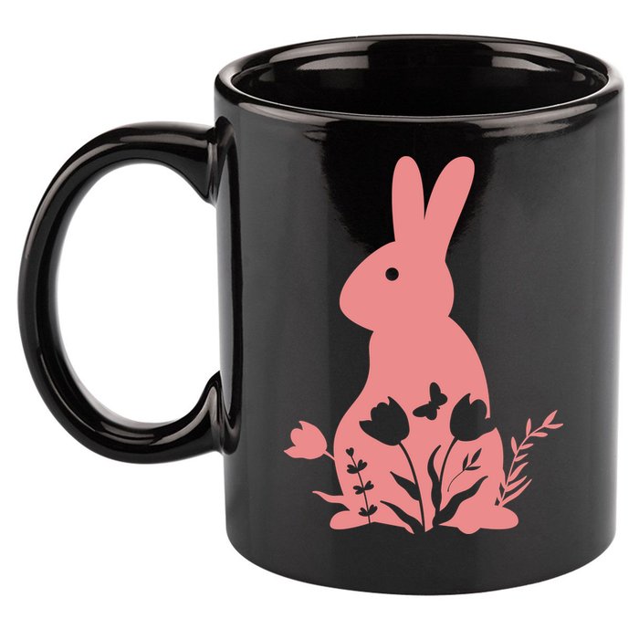 Floral Spring Easter Bunny 11oz C Handle Ceramic Mug