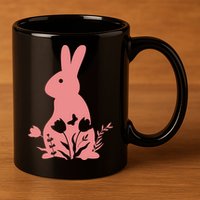 Floral Spring Easter Bunny 11oz C Handle Ceramic Mug
