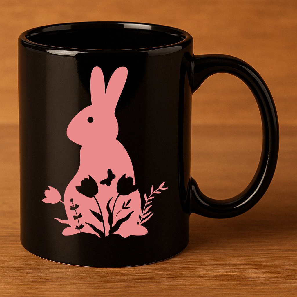 Floral Spring Easter Bunny 11oz C Handle Ceramic Mug