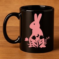 Floral Spring Easter Bunny 11oz C Handle Ceramic Mug