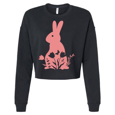 Floral Spring Easter Bunny Cropped Pullover Crew