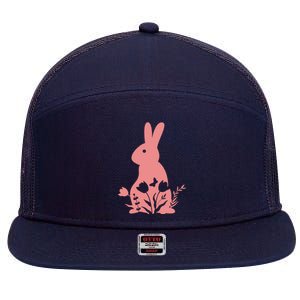 Floral Spring Easter Bunny 7 Panel Mesh Trucker Snapback Hat