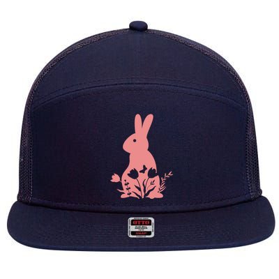 Floral Spring Easter Bunny 7 Panel Mesh Trucker Snapback Hat