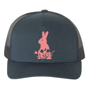 Floral Spring Easter Bunny Yupoong Adult 5-Panel Trucker Hat