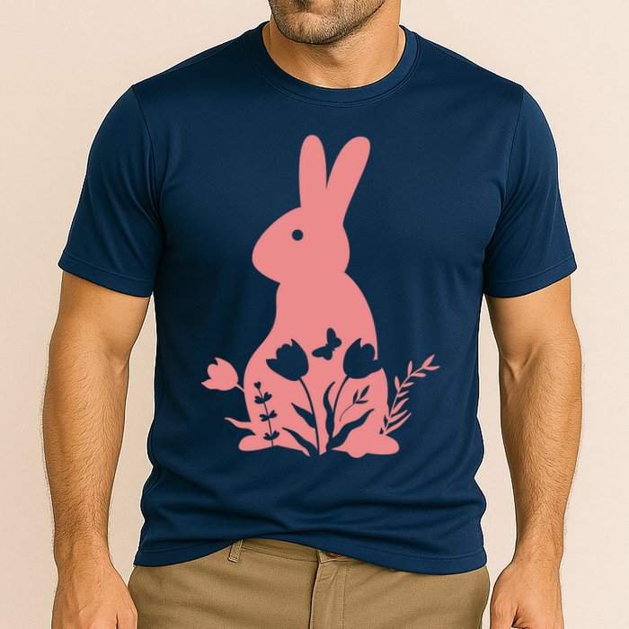 Floral Spring Easter Bunny Cooling Performance Crew T-Shirt