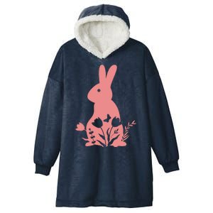 Floral Spring Easter Bunny Hooded Wearable Blanket