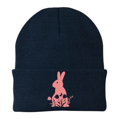 Floral Spring Easter Bunny Knit Cap Winter Beanie