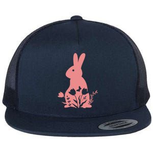 Floral Spring Easter Bunny Flat Bill Trucker Hat