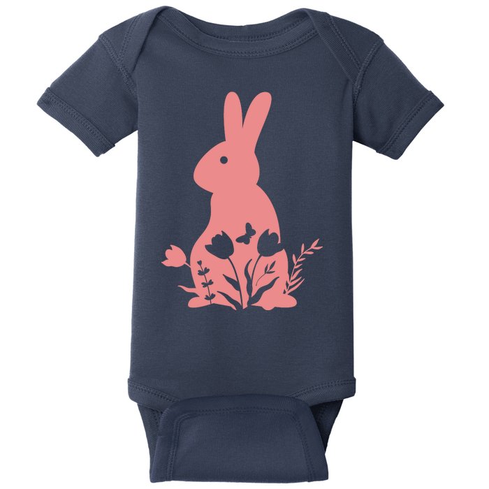 Floral Spring Easter Bunny Baby Bodysuit